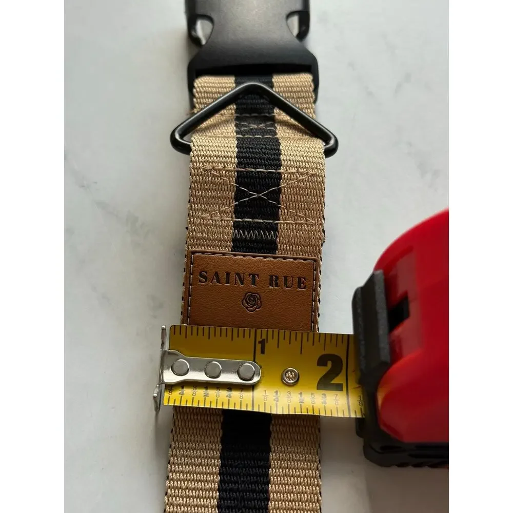 Saint Rue Matching Dog Collar & Leash Set Tan Black Stripe Adjustable